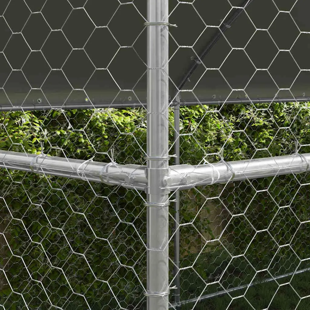 Dog Kennel Outdoor Pet Run Enclosure 8 x 2 x 2 m Silver 4 Piece Galvanised Steel