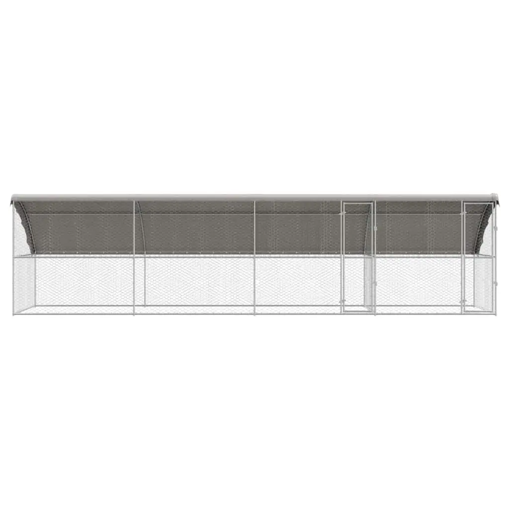 Dog Kennel Outdoor Pet Run Enclosure 8 x 2 x 2 m Silver 4 Piece Galvanised Steel