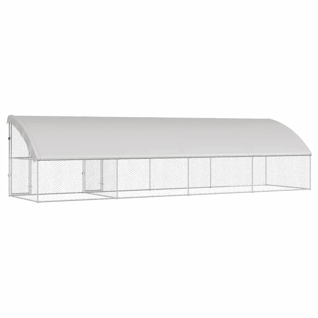 Dog Kennel Outdoor Pet Run Enclosure 8 x 2 x 2 m Silver 4 Piece Galvanised Steel