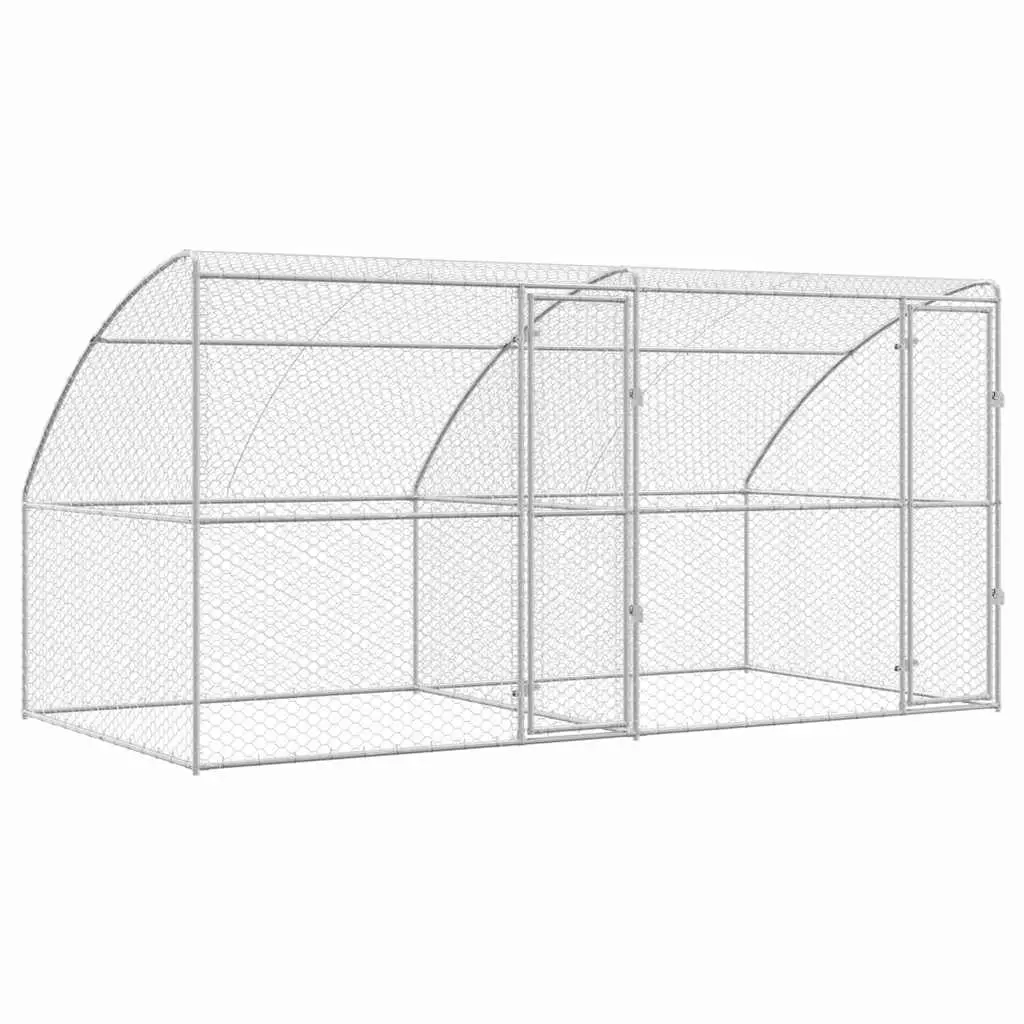 Dog Kennel Outdoor Pet Run Shelter 4 x 2 x 2 m Silver 2 Piece
