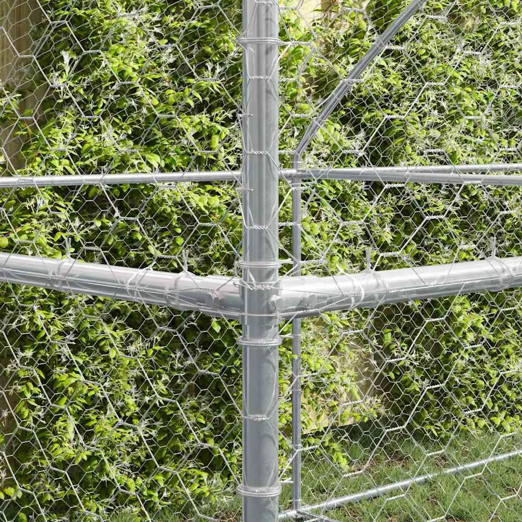 Dog Kennel Outdoor Pet Run Shelter 4 x 2 x 2 m Silver 2 Piece