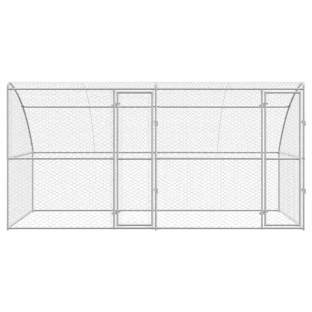 Dog Kennel Outdoor Pet Run Shelter 4 x 2 x 2 m Silver 2 Piece