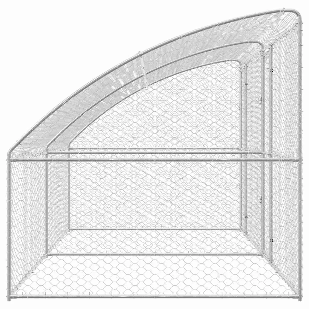 Dog Kennel Outdoor Pet Run Shelter 4 x 2 x 2 m Silver 2 Piece