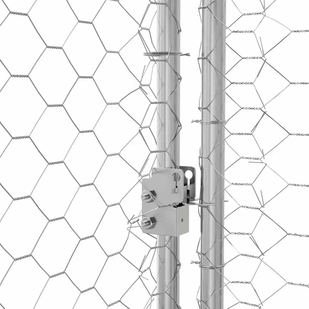 Dog Kennel Outdoor Pet Run Shelter 4 x 2 x 2 m Silver 2 Piece