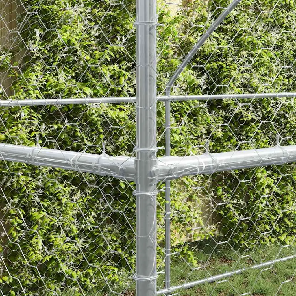 Dog Kennel Outdoor Pet Run Enclosure 4 x 2 x 2 m Silver 2 pcs