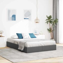 Warm Grey Fabric Storage Bed 137x190cm with Hydraulic Lift