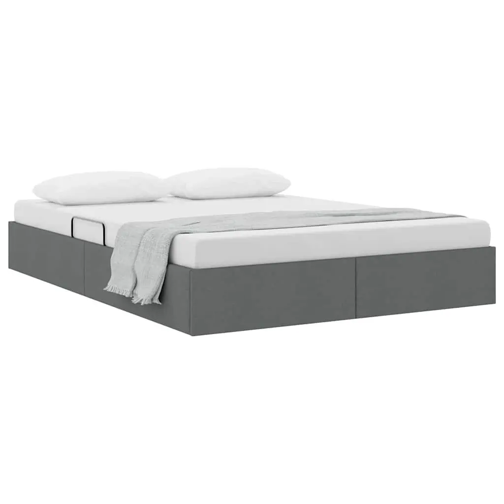 Storage Bed Grey Fabric 137x190cm Hydraulic Lift Bedroom Furniture Frame