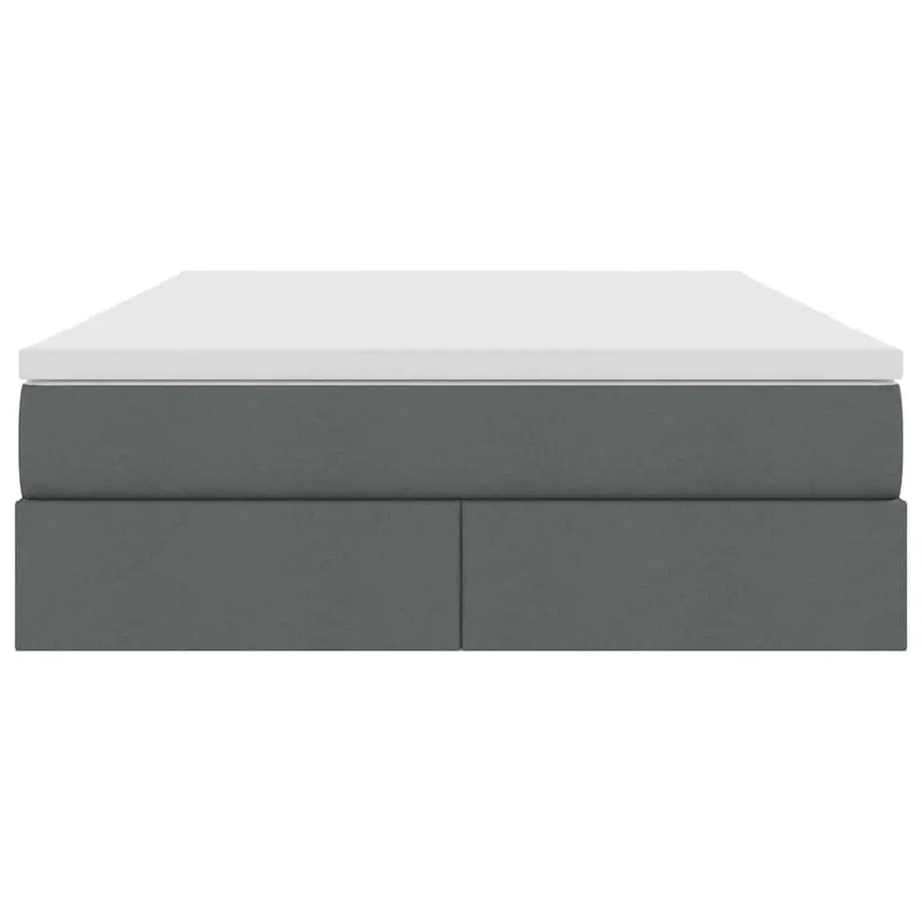 Storage Bed with Mattress Grey 152 x 203 cm Modern Bedroom Furniture Hydraulic