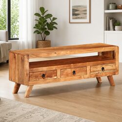 Brown Acacia Wood TV Cabinet: Practicality Meets Style