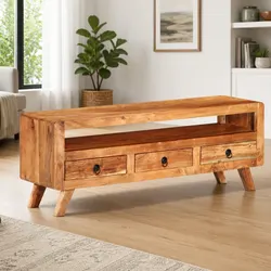 Brown Acacia Wood TV Cabinet: Practicality Meets Style