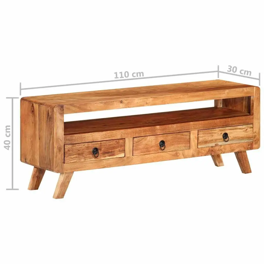TV Cabinet Storage Unit 110x30x40 cm Brown Solid Acacia Wood with Drawers