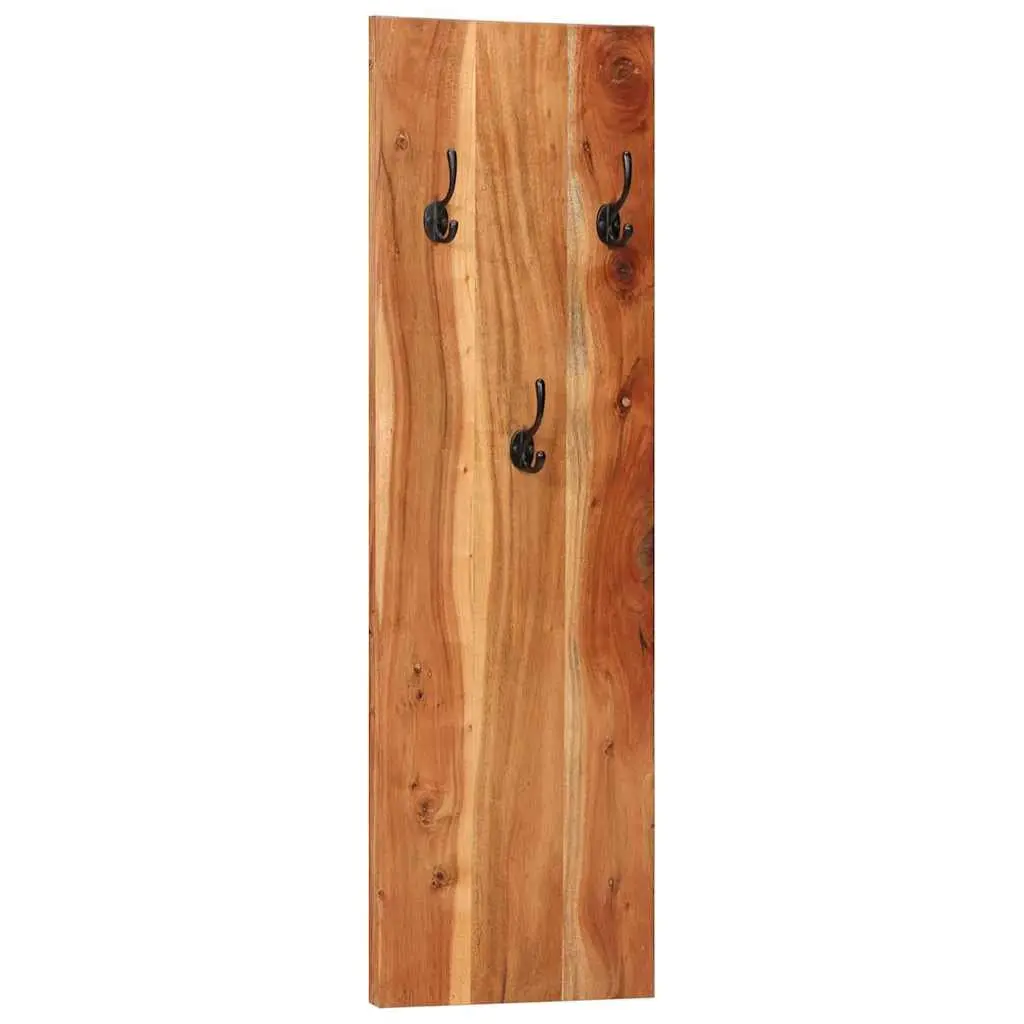 Wall-Mounted Coat Rack Set 2 pcs Solid Acacia Wood Hooks Entryway Storage