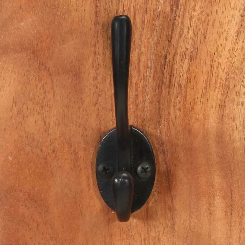 Wall-Mounted Coat Rack Set 2 pcs Solid Acacia Wood Hooks Entryway Storage