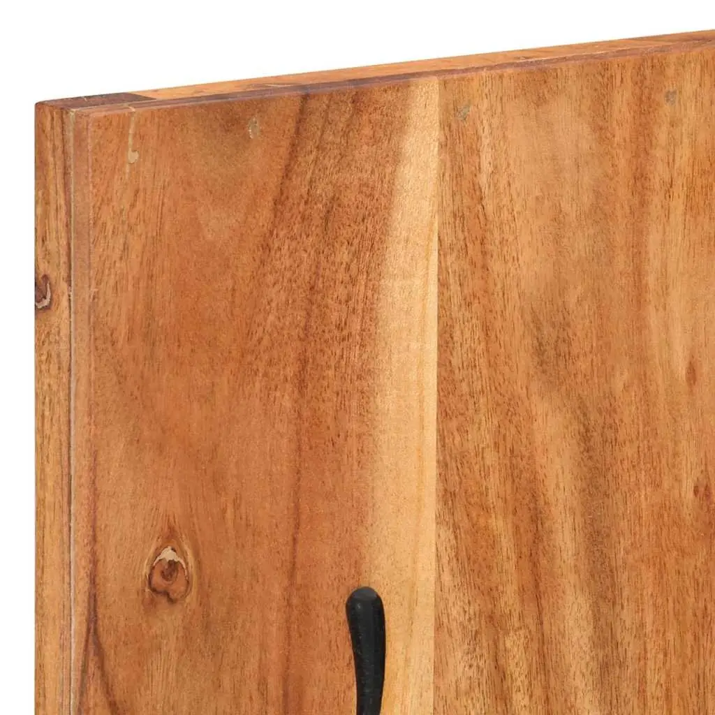 Wall-Mounted Coat Rack Set 2 pcs Solid Acacia Wood Hooks Entryway Storage
