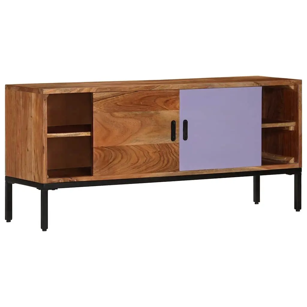 TV Cabinet Solid Wood Storage Unit 110x30x50 cm Honey Brown Grey Living Room