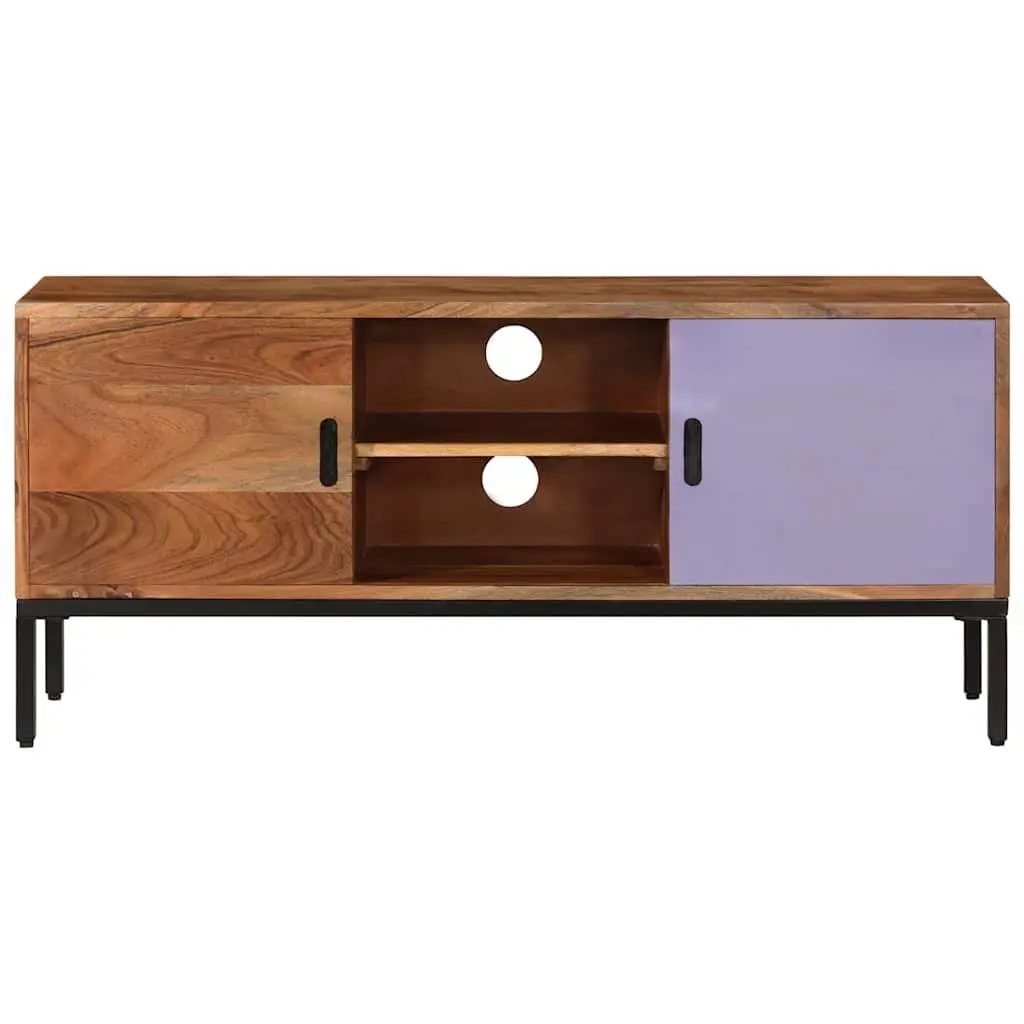 TV Cabinet Solid Wood Storage Unit 110x30x50 cm Honey Brown Grey Living Room