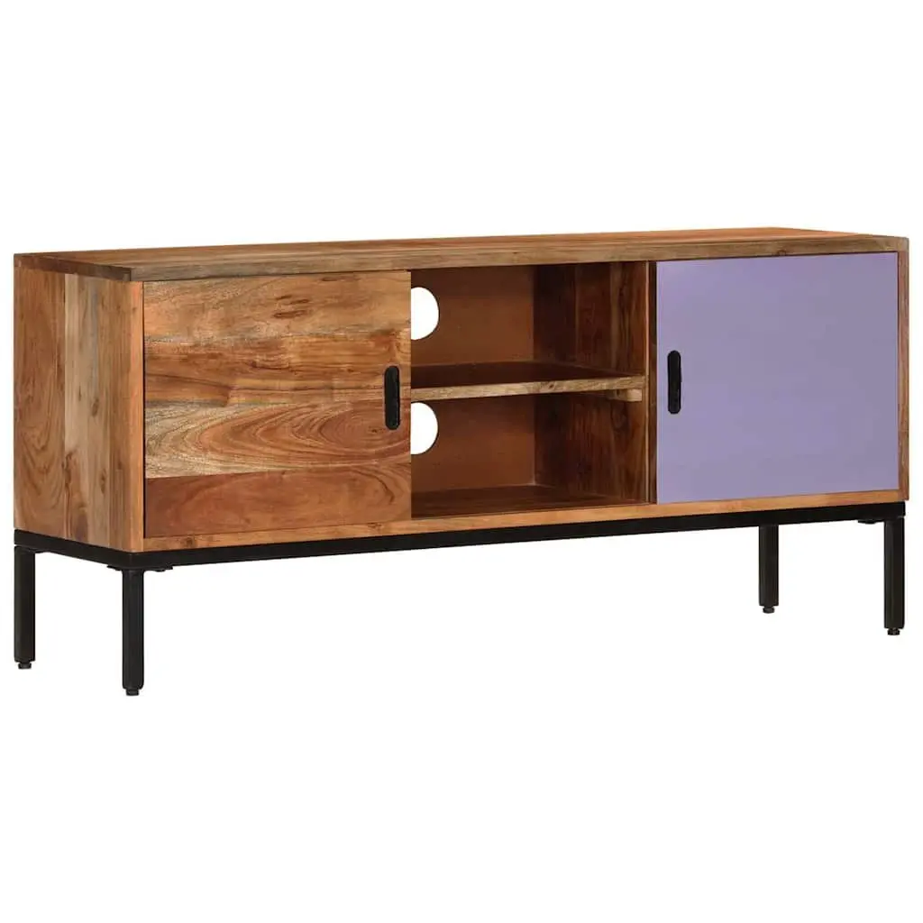 TV Cabinet Solid Wood Storage Unit 110x30x50 cm Honey Brown Grey Living Room