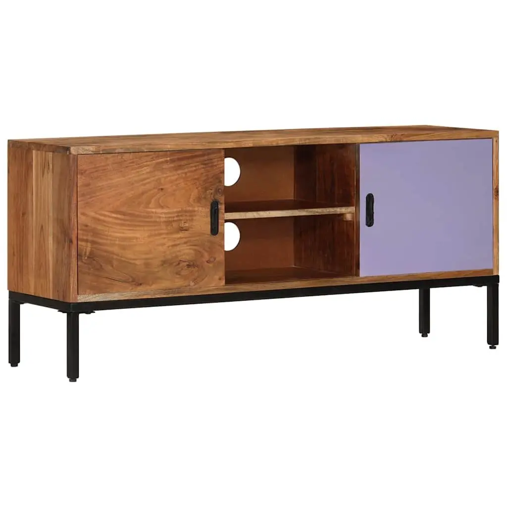 TV Cabinet Solid Wood Storage Unit 110x30x50 cm Honey Brown Grey Living Room
