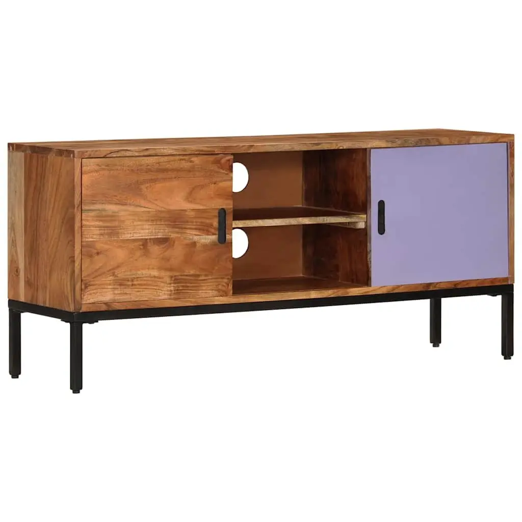 TV Cabinet Solid Wood Storage Unit 110x30x50 cm Honey Brown Grey Living Room
