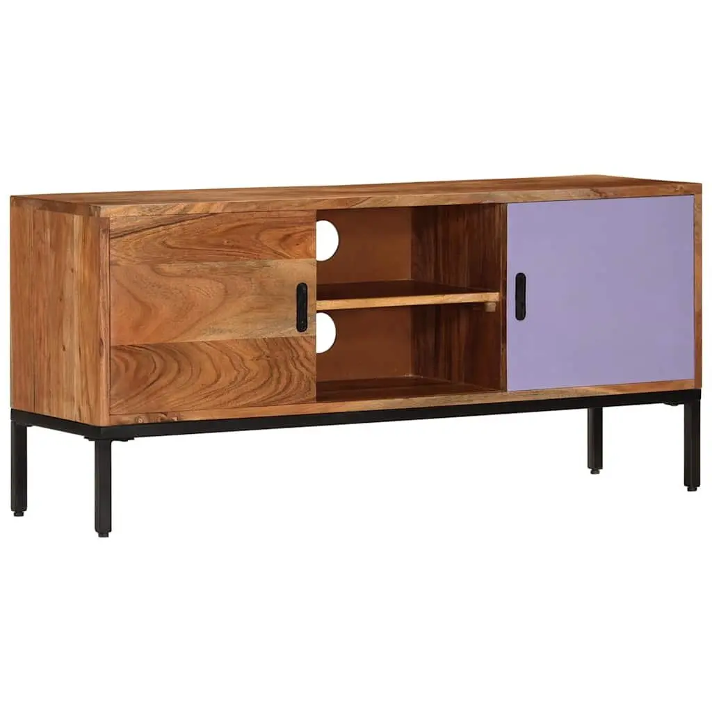 TV Cabinet Solid Wood Storage Unit 110x30x50 cm Honey Brown Grey Living Room