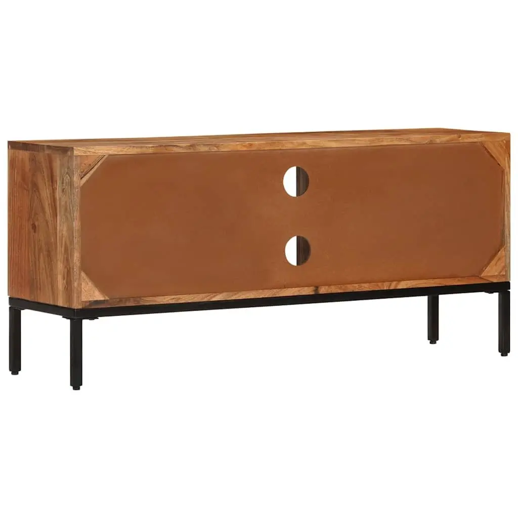 TV Cabinet Solid Wood Storage Unit 110x30x50 cm Honey Brown Grey Living Room