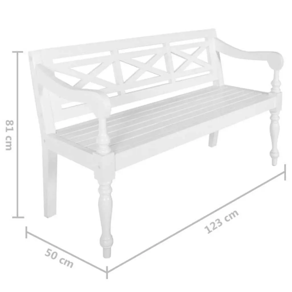 123cm White Wooden Storage Bench