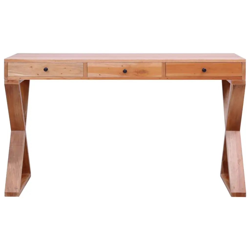 Computer Desk Solid Mahogany Wood Natural Home Office Writing Table 115 x 47 x 77 cm