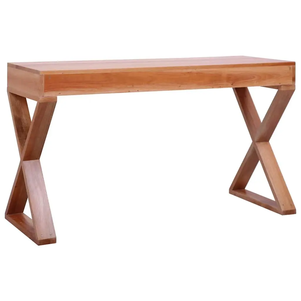 Computer Desk Solid Mahogany Wood Natural Home Office Writing Table 115 x 47 x 77 cm