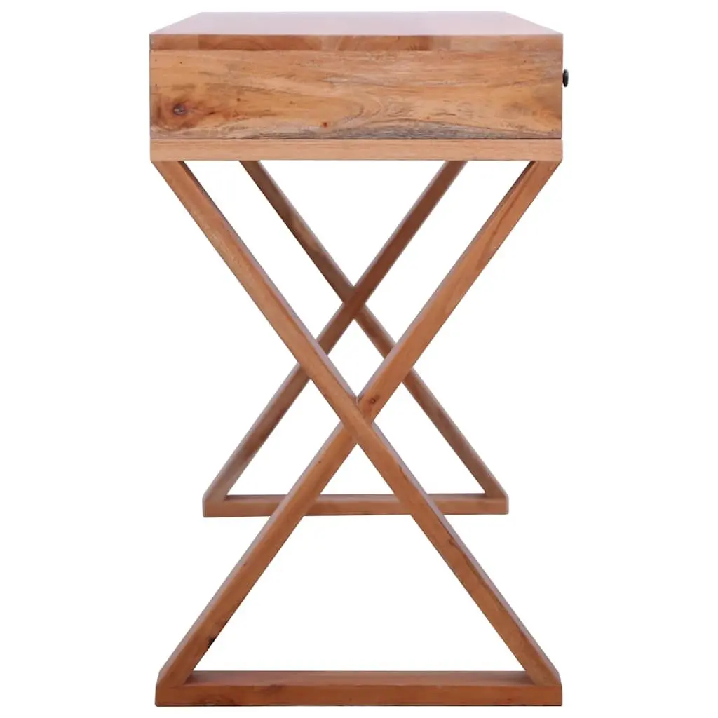 Computer Desk Solid Mahogany Wood Natural Home Office Writing Table 115 x 47 x 77 cm