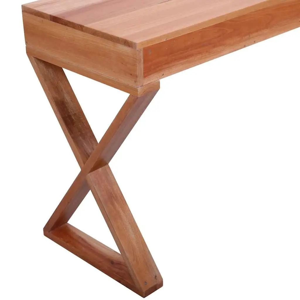 Computer Desk Solid Mahogany Wood Natural Home Office Writing Table 115 x 47 x 77 cm