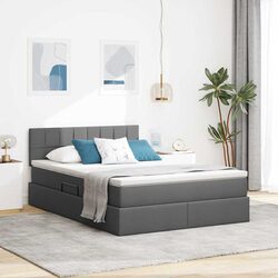Affordable LED Storage Bed with Mattress in Dark Grey