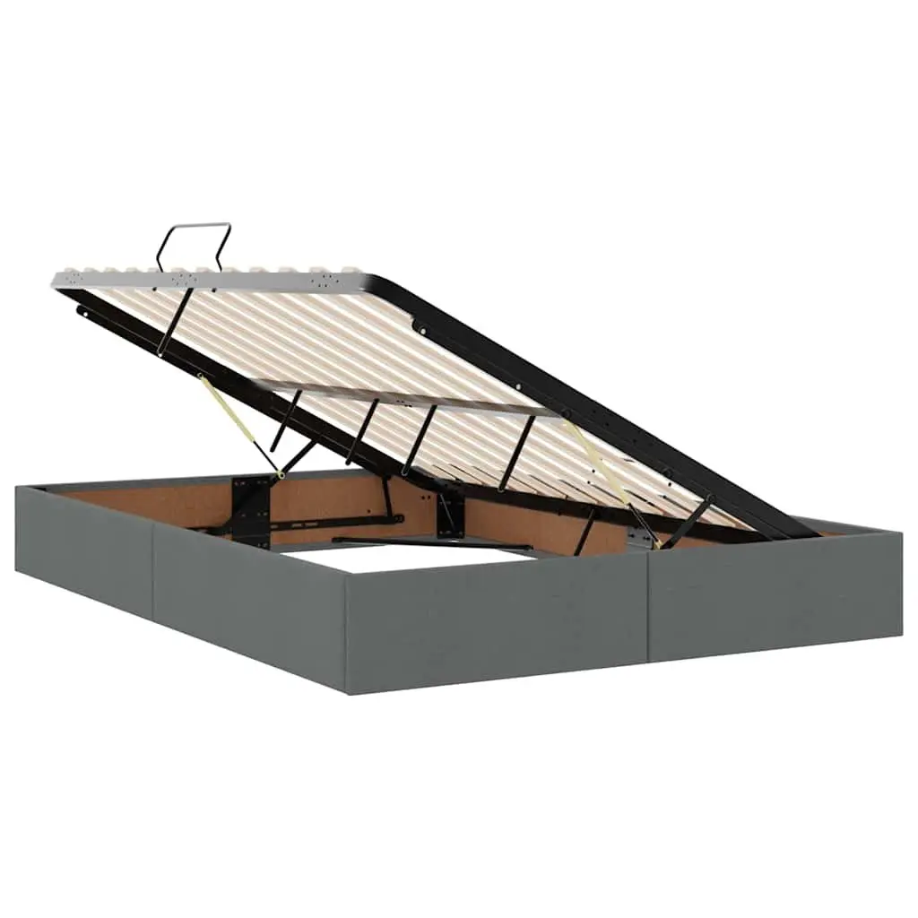 LED Storage Bed with Mattress 152 x 203 cm Dark Grey
