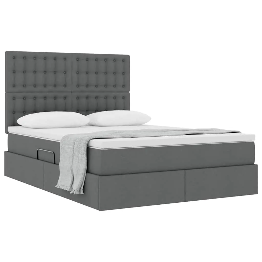 Storage Bed Hydraulic Lift Under-Bed Furniture 153 x 203 cm Grey