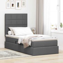 Comfortable Dark Grey Storage Bed with LED Lights Included