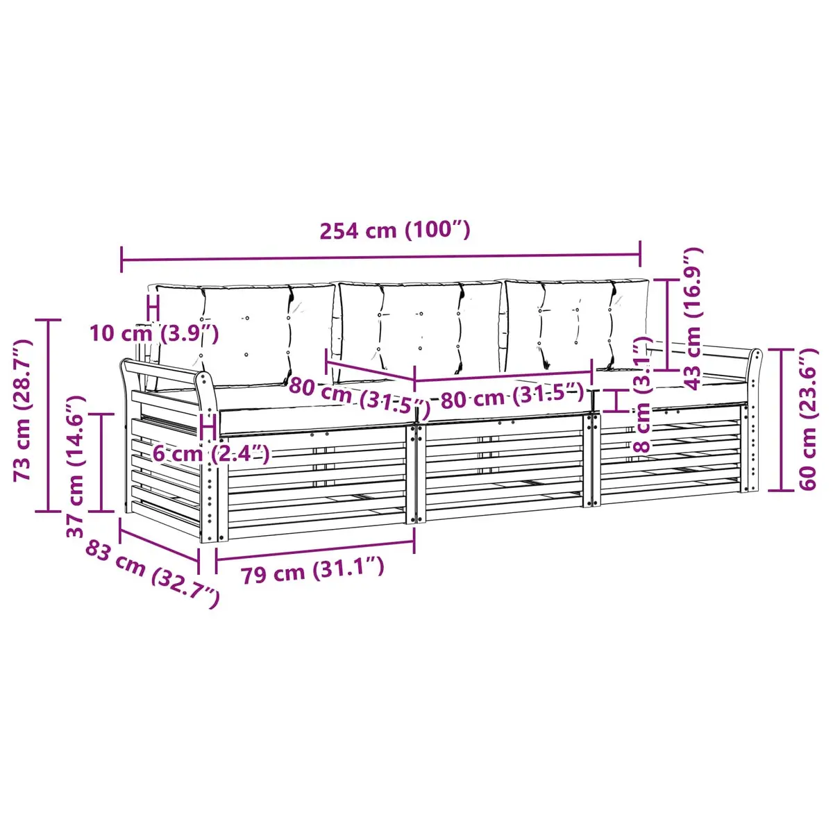 3-Piece Outdoor Sofa Set