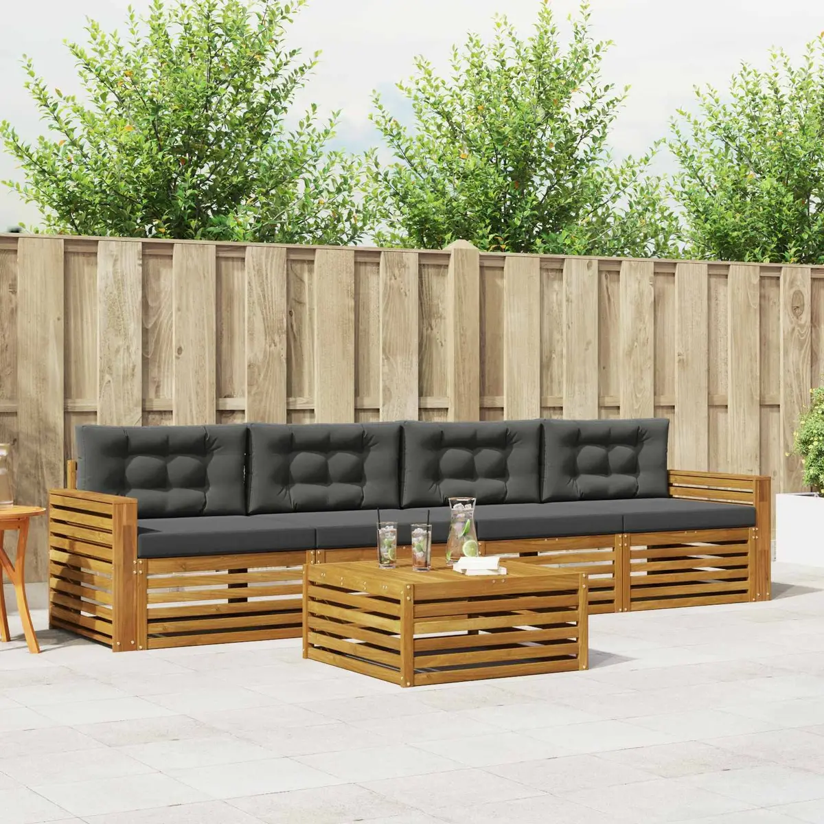 Outdoor Sofa Set 5 Pieces Modular Garden Furniture Natural