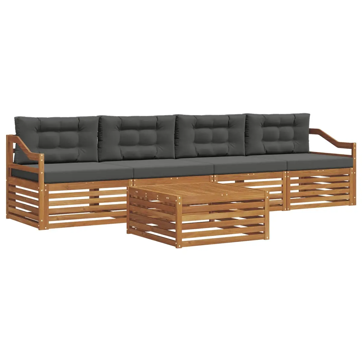 Outdoor Sofa Set 5-Piece Modular Lounge Acacia Natural Anthracite