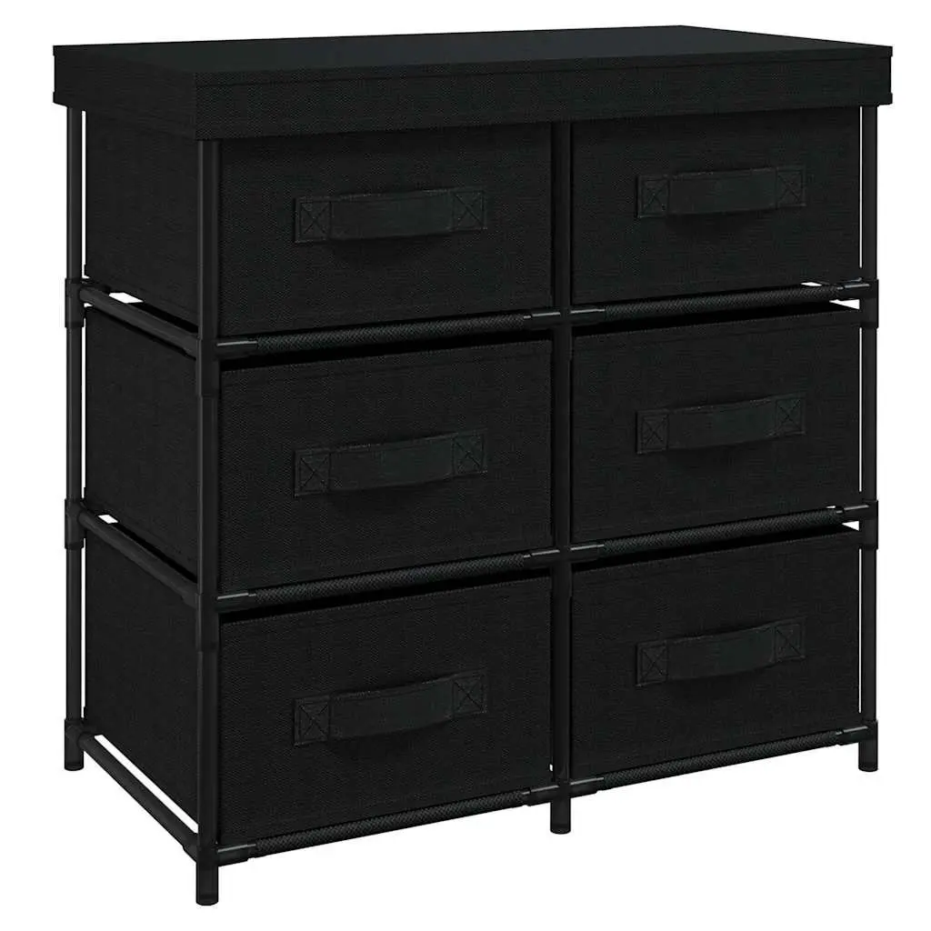 Storage Cabinet Organiser 6 Drawers Black Fabric Steel Frame Unit