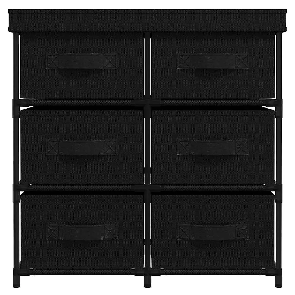 Storage Cabinet Organiser 6 Drawers Black Fabric Steel Frame Unit