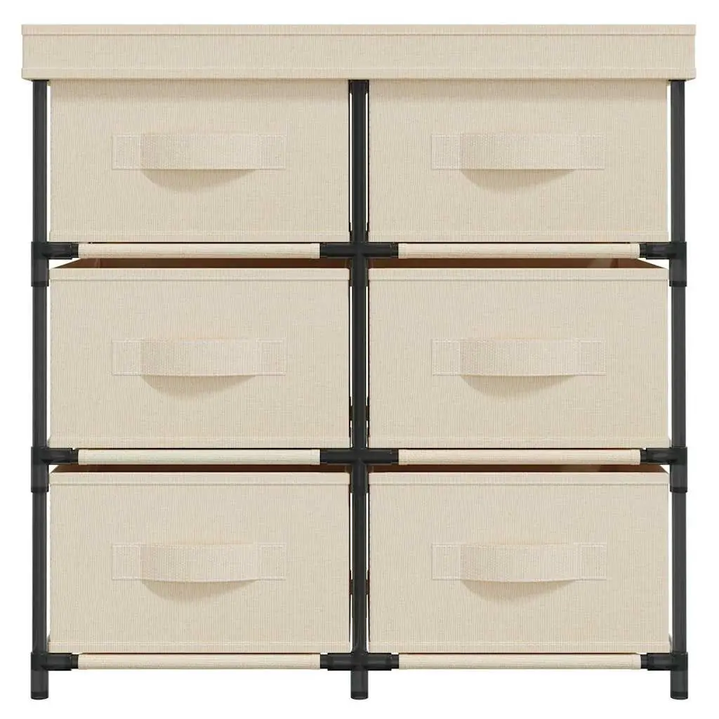 Storage Cabinet Organiser 6 Drawer Cream Fabric Drawer Unit Home Furniture
