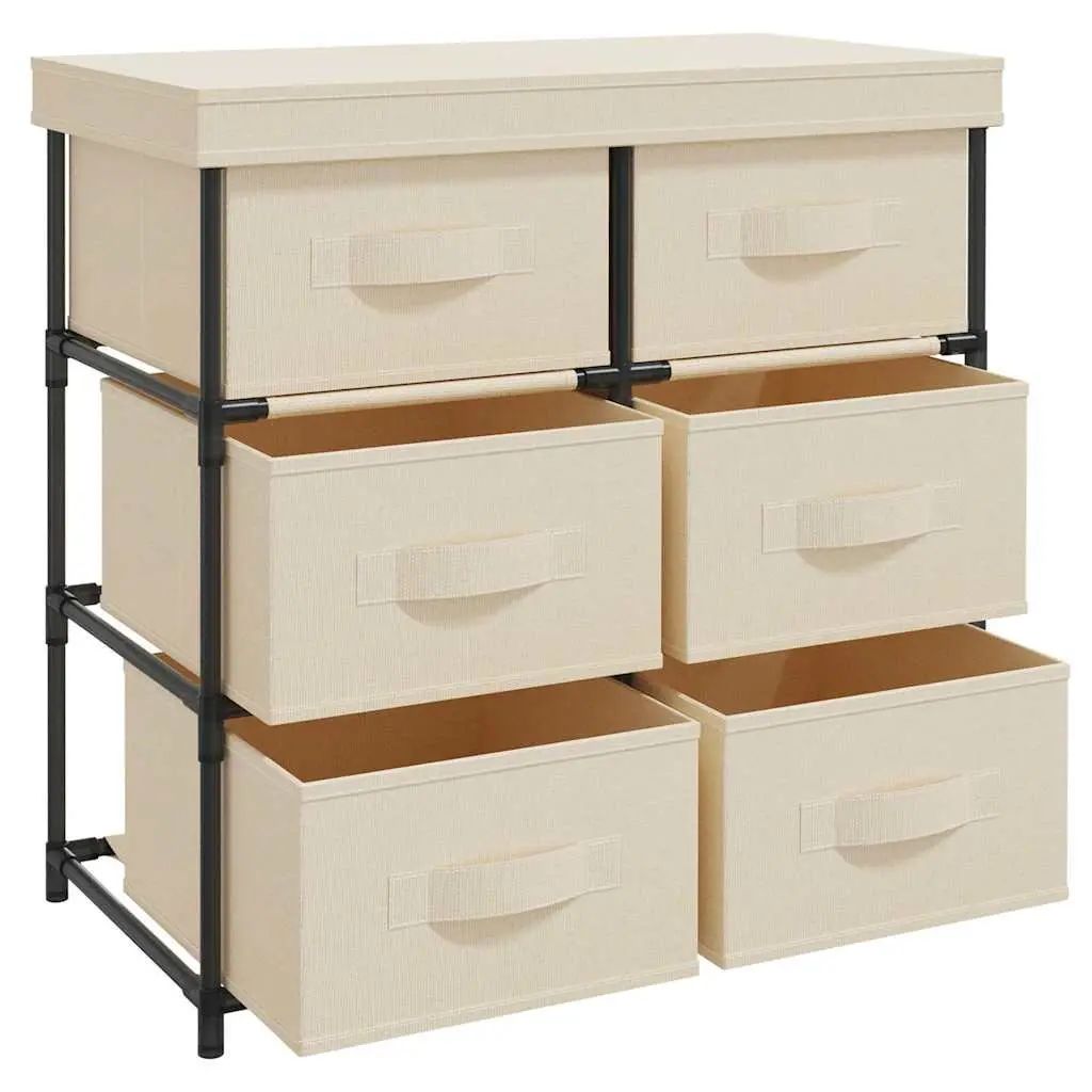 Storage Cabinet Organiser 6 Drawer Cream Fabric Drawer Unit Home Furniture