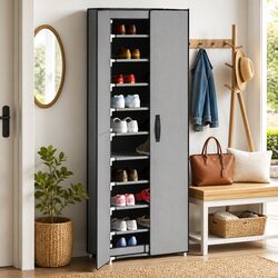 Practical 10-Tier Grey Shoe Storage Cabinet