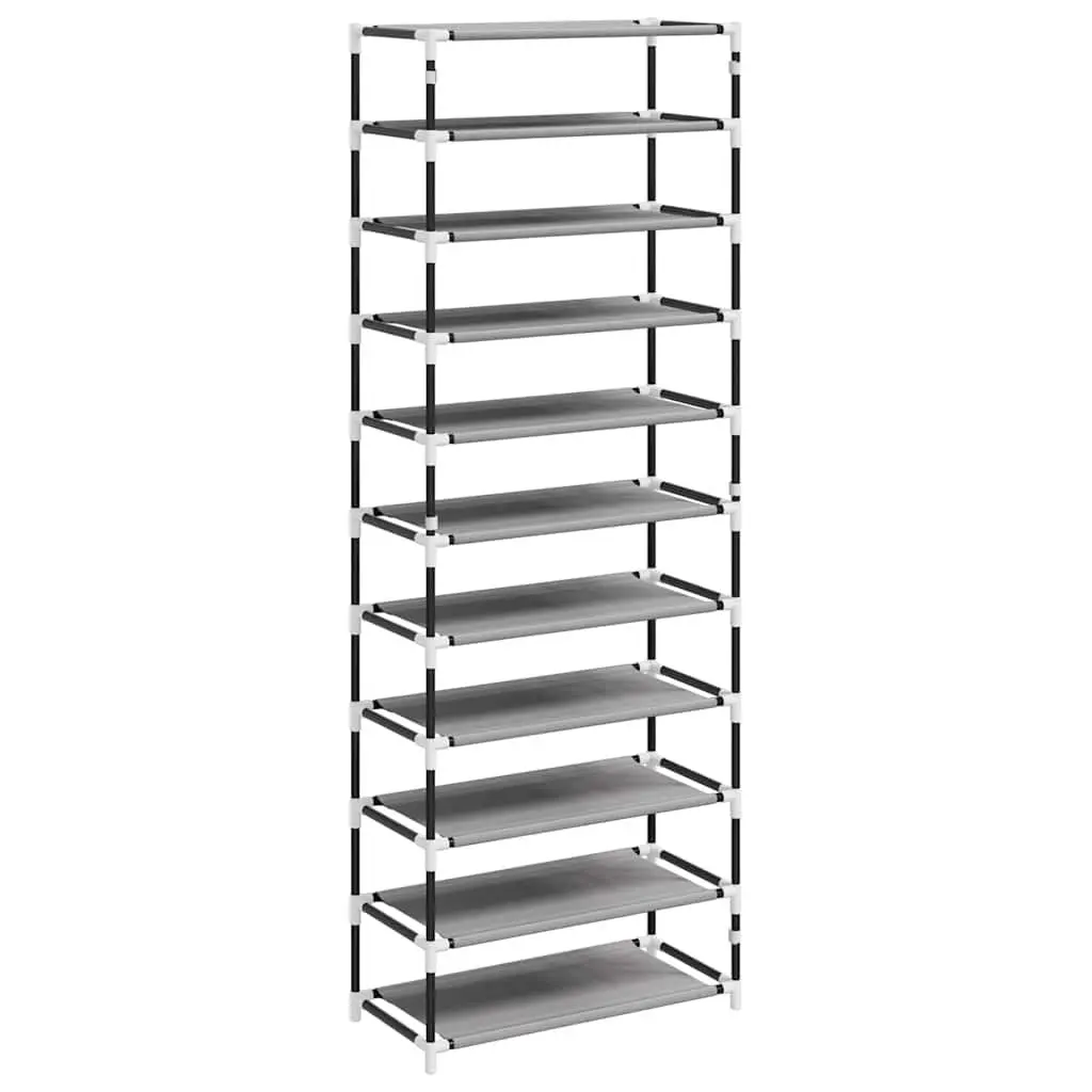 Shoe Cabinet Storage Organiser Rack 10-Tier Grey Steel Frame Non-Woven Fabric Cover