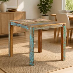 Dining Table 82x80x76 cm Handmade Solid Reclaimed Wood Rustic Kitchen Furniture