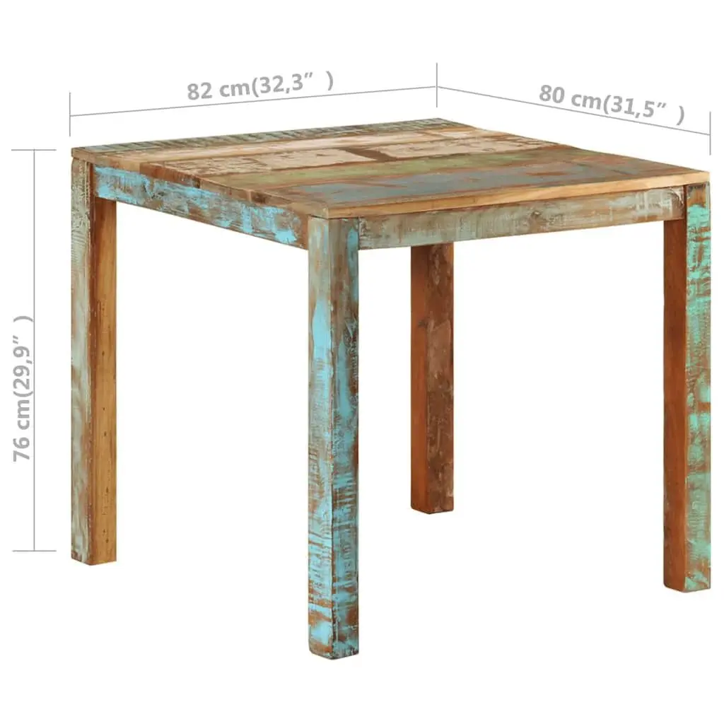 Dining Table Handmade Solid Reclaimed Wood Rustic 82x80x76 cm Multicolour