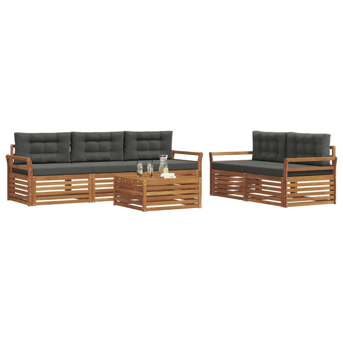 Outdoor Sofa Set Modular Garden Furniture 6 Piece Natural Anthracite Acacia Wood