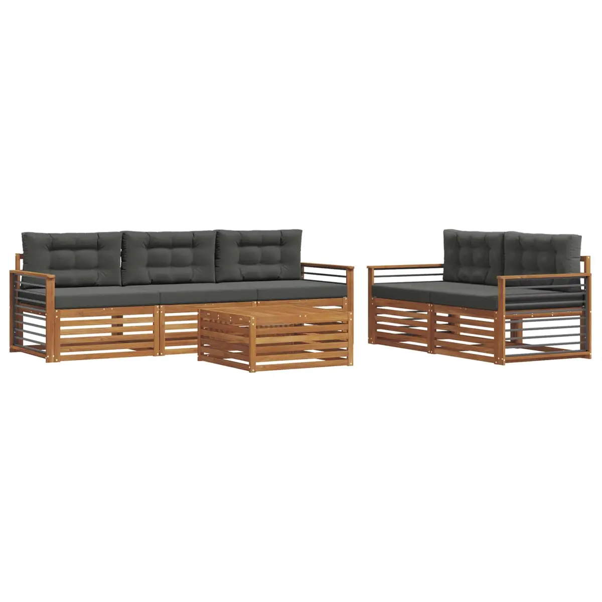 Outdoor Sofa Set Modular Garden Furniture 6 Pieces Natural Anthracite