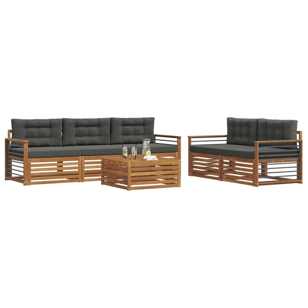 Outdoor Sofa Set Modular Garden Furniture 6 Pieces Natural Anthracite