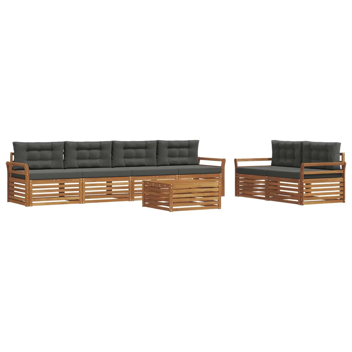 Outdoor Sofa Set 7 Piece Garden Furniture Natural Anthracite Acacia Wood