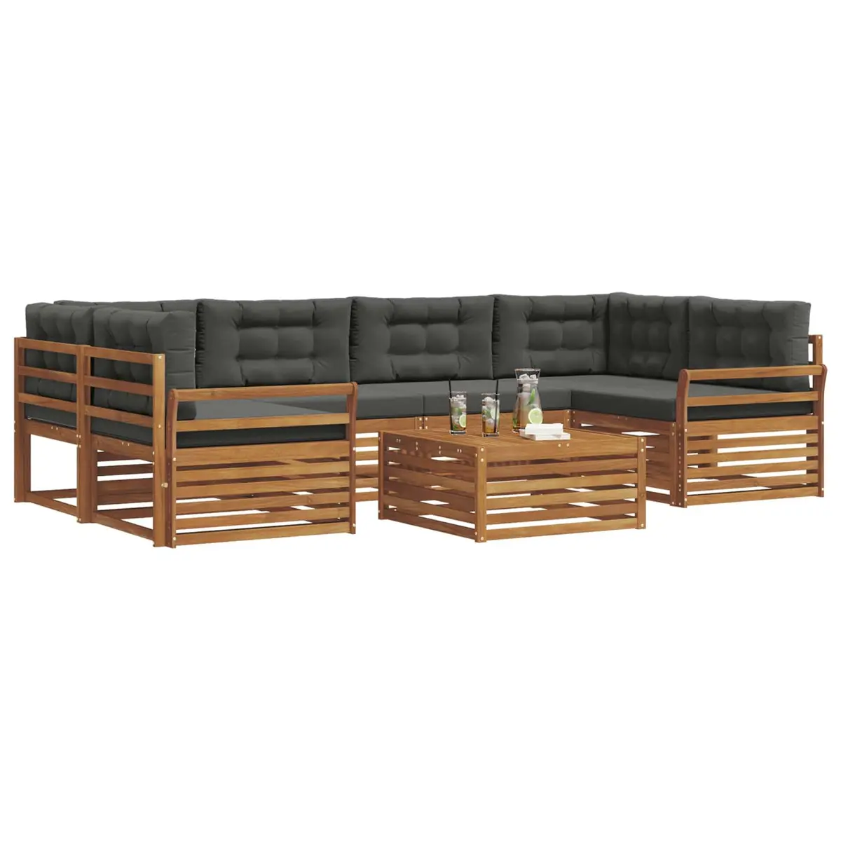 Outdoor Sofa Set 7 Piece Garden Furniture Natural Anthracite Acacia Wood